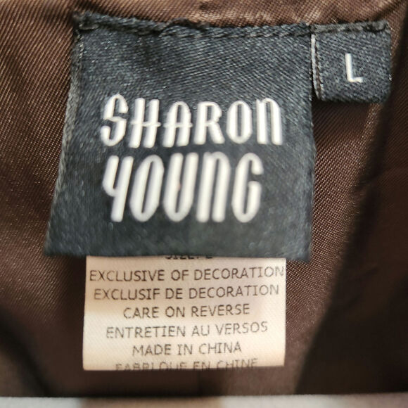 SHARON YOUNG  cropped shiny faux fur SWING JACKET size large - Picture 2 of 8